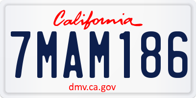 CA license plate 7MAM186