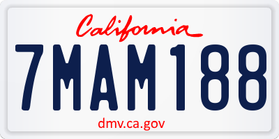 CA license plate 7MAM188