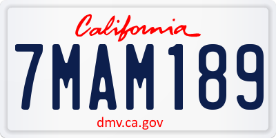 CA license plate 7MAM189