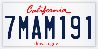 CA license plate 7MAM191