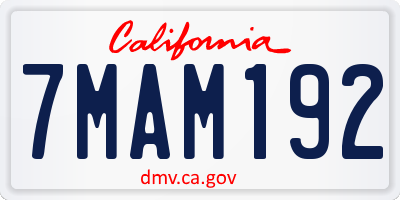 CA license plate 7MAM192
