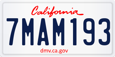 CA license plate 7MAM193
