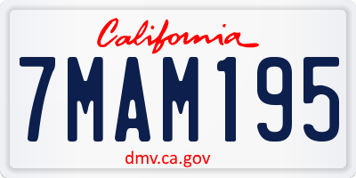 CA license plate 7MAM195