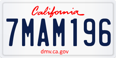 CA license plate 7MAM196