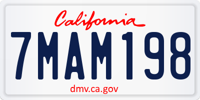 CA license plate 7MAM198