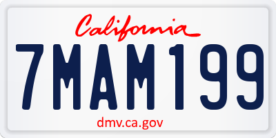 CA license plate 7MAM199