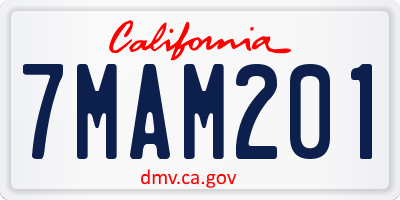 CA license plate 7MAM201