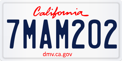 CA license plate 7MAM202