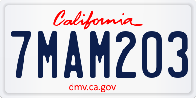CA license plate 7MAM203