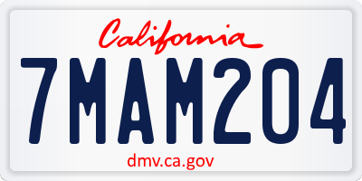CA license plate 7MAM204