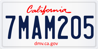 CA license plate 7MAM205