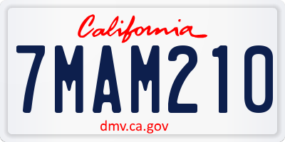 CA license plate 7MAM210