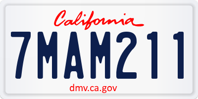 CA license plate 7MAM211