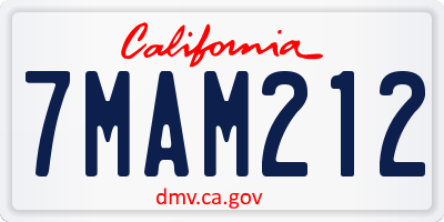 CA license plate 7MAM212