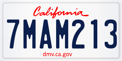 CA license plate 7MAM213