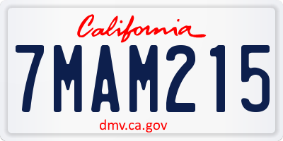 CA license plate 7MAM215