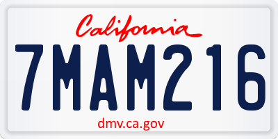 CA license plate 7MAM216