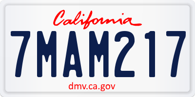 CA license plate 7MAM217