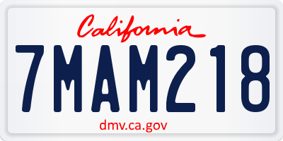 CA license plate 7MAM218