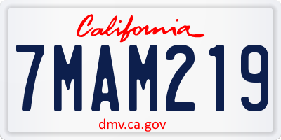 CA license plate 7MAM219