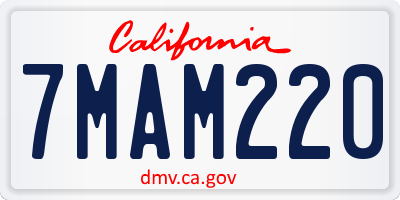 CA license plate 7MAM220