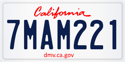 CA license plate 7MAM221