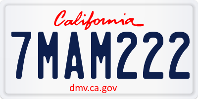 CA license plate 7MAM222