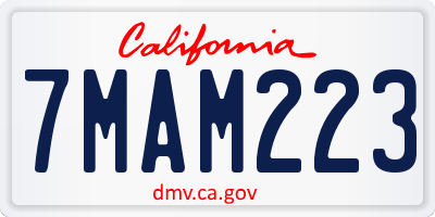 CA license plate 7MAM223