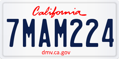 CA license plate 7MAM224