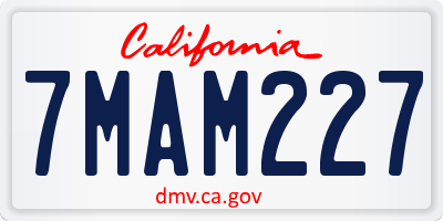 CA license plate 7MAM227