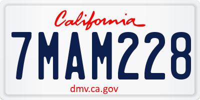 CA license plate 7MAM228