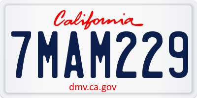 CA license plate 7MAM229