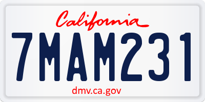 CA license plate 7MAM231