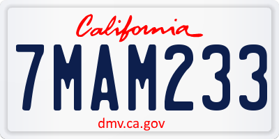 CA license plate 7MAM233