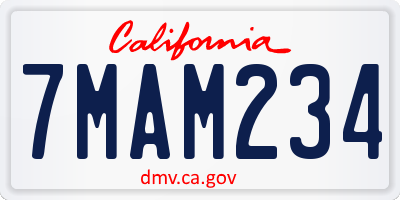 CA license plate 7MAM234