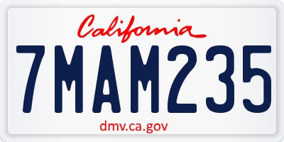 CA license plate 7MAM235