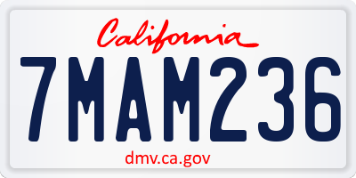 CA license plate 7MAM236