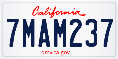 CA license plate 7MAM237
