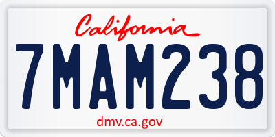 CA license plate 7MAM238