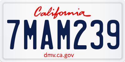 CA license plate 7MAM239
