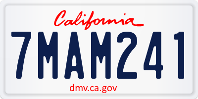 CA license plate 7MAM241
