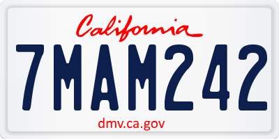 CA license plate 7MAM242