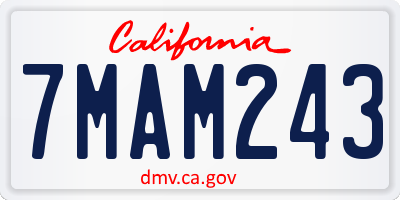 CA license plate 7MAM243
