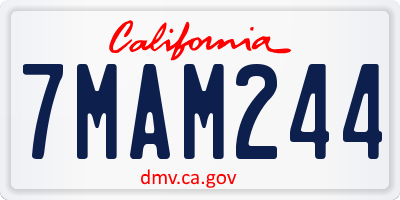 CA license plate 7MAM244