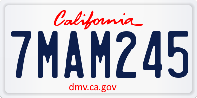 CA license plate 7MAM245