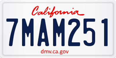CA license plate 7MAM251