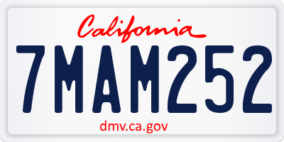 CA license plate 7MAM252