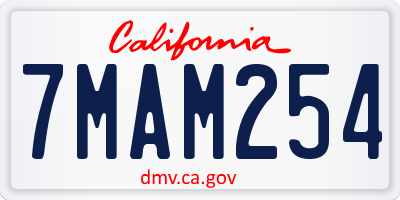 CA license plate 7MAM254