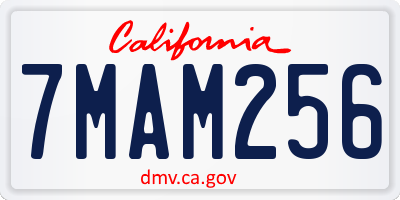 CA license plate 7MAM256