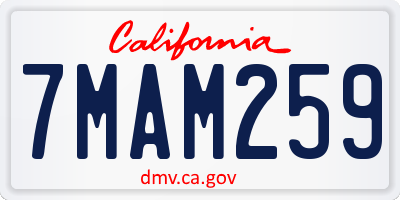 CA license plate 7MAM259